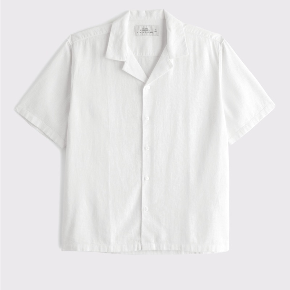 Men’s White Summer Linen-Blend Shirt - Size S